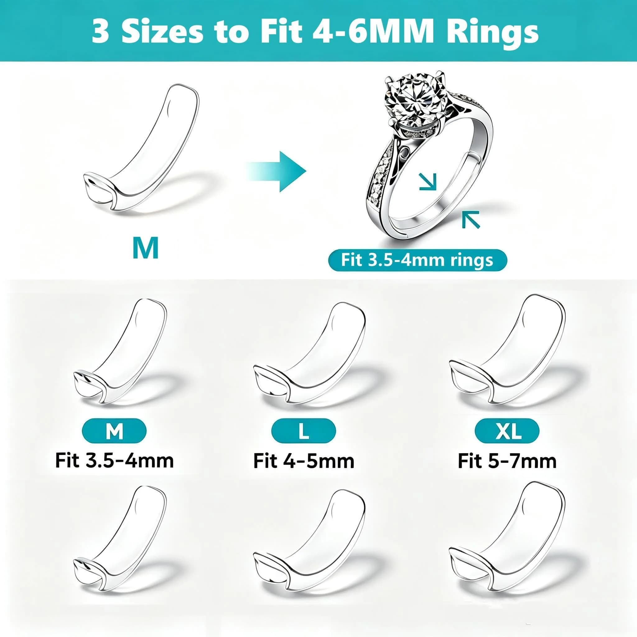 Feramox 6-Piece Ring Size Adjuster Set for 4-6mm Bands, Transparent TPU Silicone - view 2