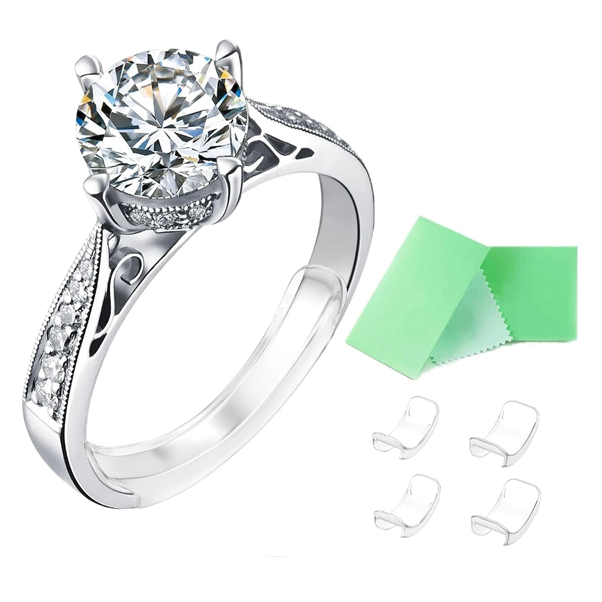 Feramox Invisible Ring Size Adjuster Set | 8 Sizes Fit 1mm-10mm Bands, Transparent TPU Silicone
