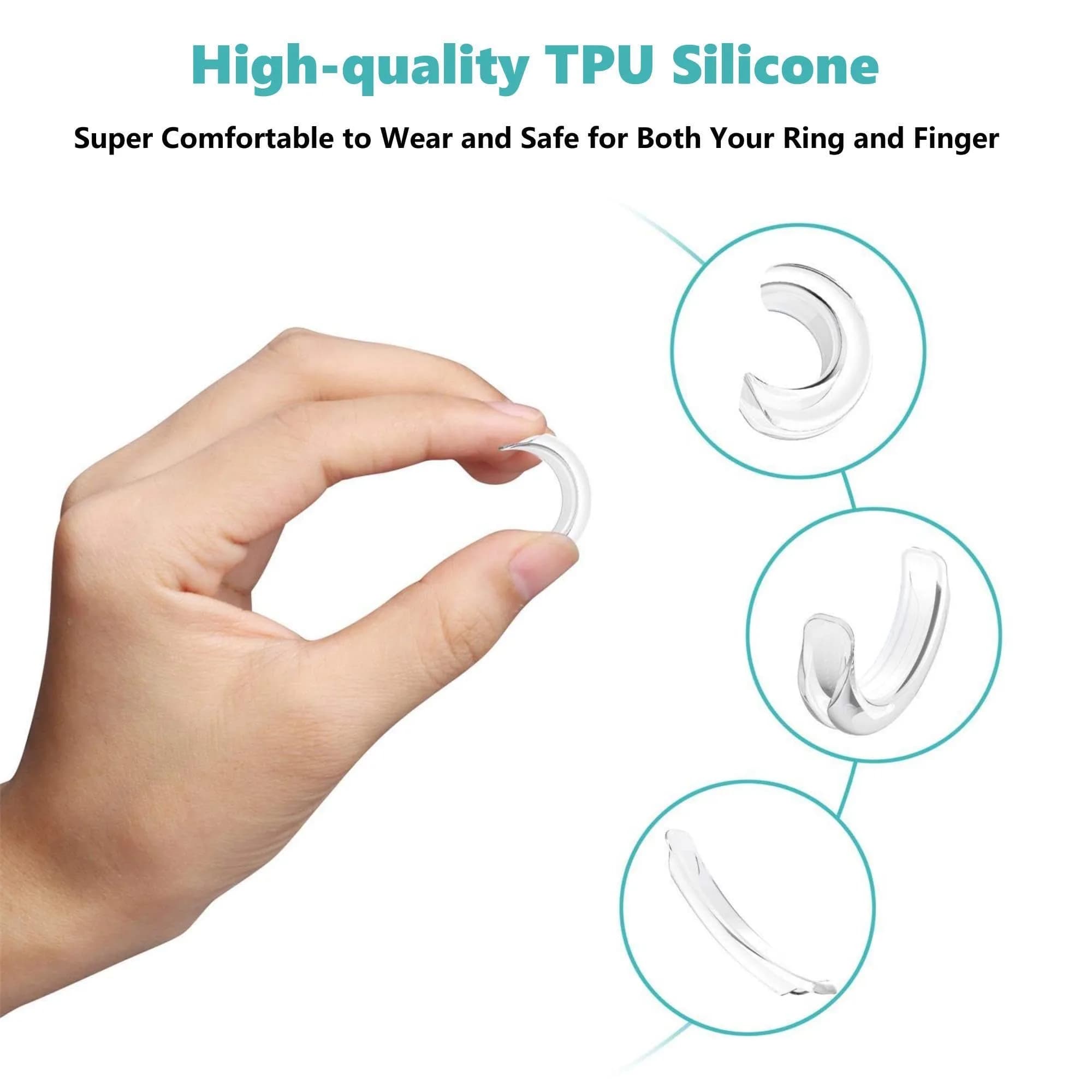 Feramox Invisible Ring Size Adjuster Set | 8 Sizes Fit 1mm-10mm Bands, Transparent TPU Silicone - view 2