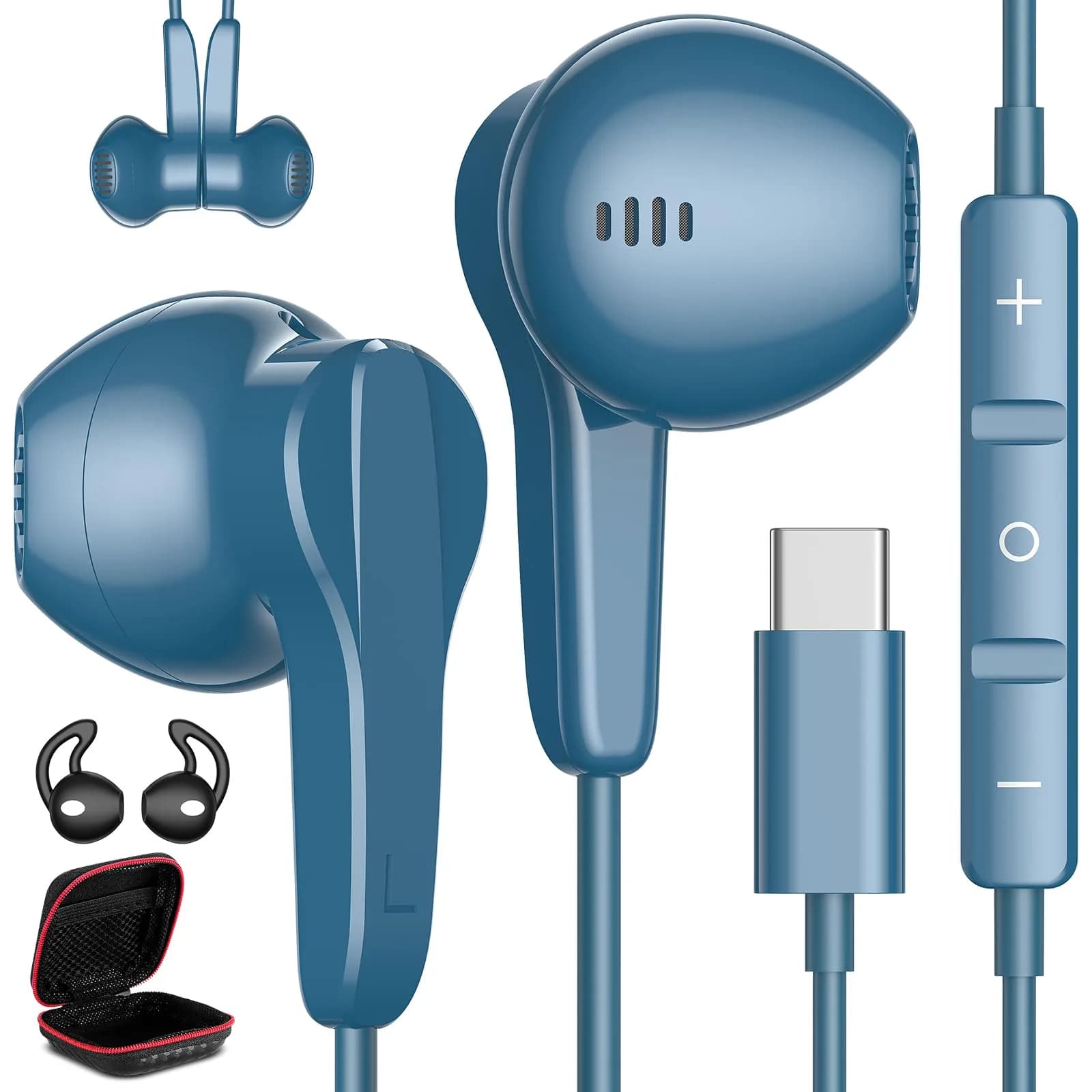 ASKUBSKU USB C Headphones for iPhone 17 Air 16 15 Pro Max Plus | High Fidelity Stereo & Magnetic Neckband