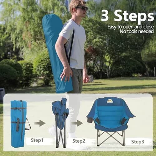 Colegence Oversized Camping Chair for Adults, Padded Lawn Chair 2 Pack | Supports 500 lbs, Weather-Resistant, Heavy Duty Support thumbnail 4
