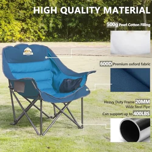 Colegence Oversized Camping Chair for Adults, Padded Lawn Chair 2 Pack | Supports 500 lbs, Weather-Resistant, Heavy Duty Support thumbnail 5