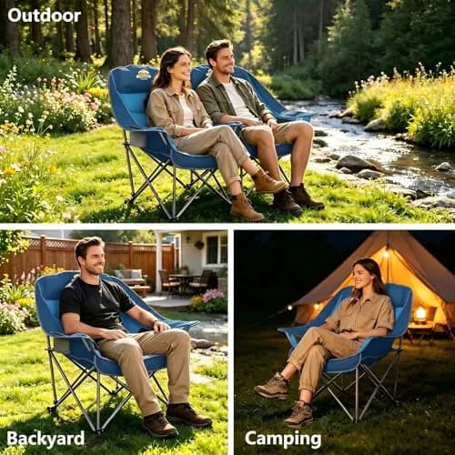 Colegence Oversized Camping Chair for Adults, Padded Lawn Chair 2 Pack | Supports 500 lbs, Weather-Resistant, Heavy Duty Support thumbnail 6