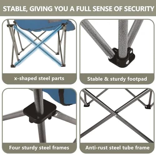Colegence Oversized Camping Chair for Adults, Padded Lawn Chair 2 Pack | Supports 500 lbs, Weather-Resistant, Heavy Duty Support thumbnail 8