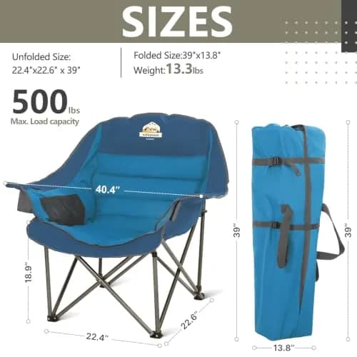 Colegence Oversized Camping Chair for Adults, Padded Lawn Chair 2 Pack | Supports 500 lbs, Weather-Resistant, Heavy Duty Support thumbnail 3
