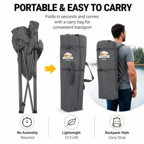Colegence Oversized Camping Chair for Adults, Padded Lawn Chair 2 Pack | Supports 500 lbs, Weather-Resistant, Heavy Duty Comfort thumbnail 4