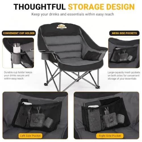 Colegence Oversized Camping Chair for Adults, Padded Lawn Chair 2 Pack | Supports 500 lbs, Weather-Resistant, Heavy Duty Comfort thumbnail 6