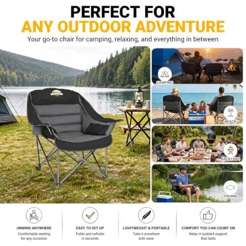 Colegence Oversized Camping Chair for Adults, Padded Lawn Chair 2 Pack | Supports 500 lbs, Weather-Resistant, Heavy Duty Comfort thumbnail 7