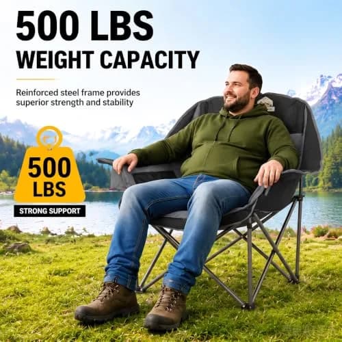 Colegence Oversized Camping Chair for Adults, Padded Lawn Chair 2 Pack | Supports 500 lbs, Weather-Resistant, Heavy Duty Comfort thumbnail 2