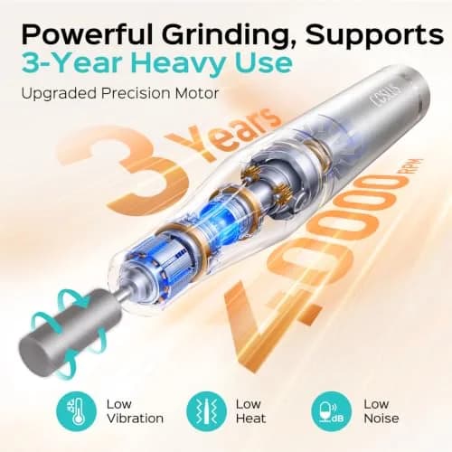 COSLUS E51 Professional Nail Drill Portable Electric Nail File with 40,000 RPM Motor & 12-Hour Battery | Rechargeable & Cordless for Salon & Home Use thumbnail 3