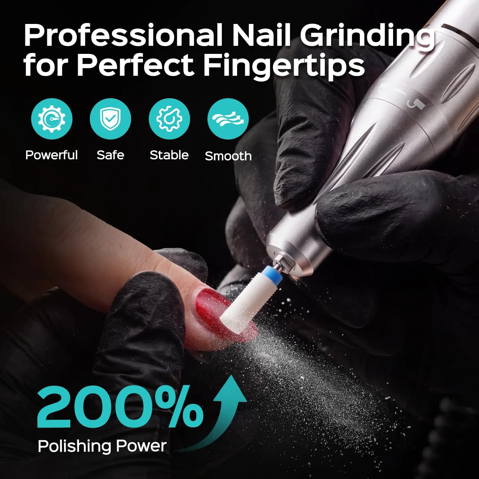 COSLUS Professional Rechargeable Electric Nail Drill with Smart LED Display - Black, 40,000 RPM - view 4