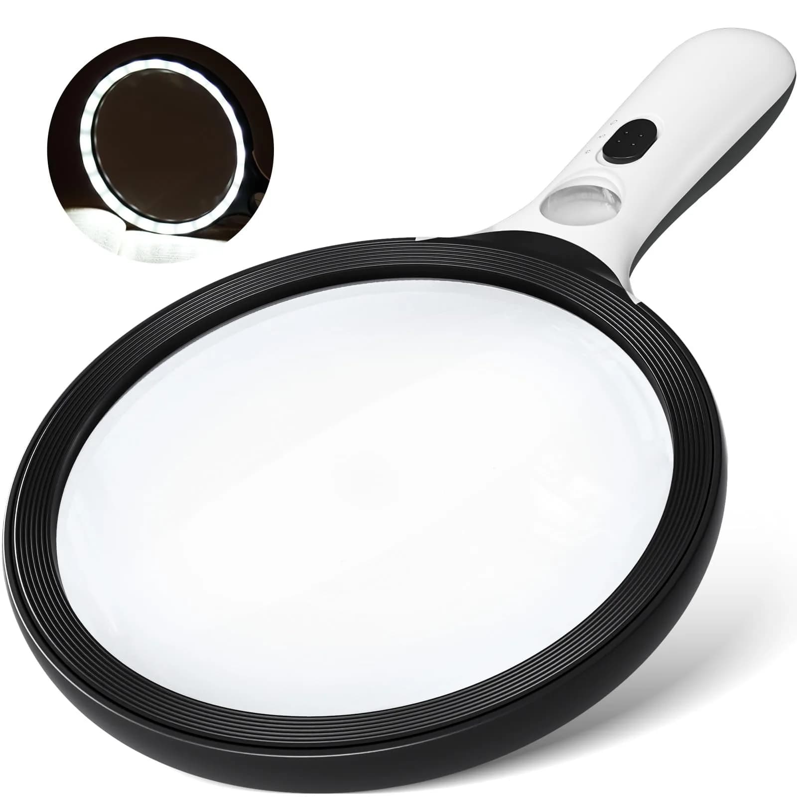 AIXPI Magnifying Glass with Light Large 5" Lens | Illuminated Handheld Magnifier for Seniors & Reading