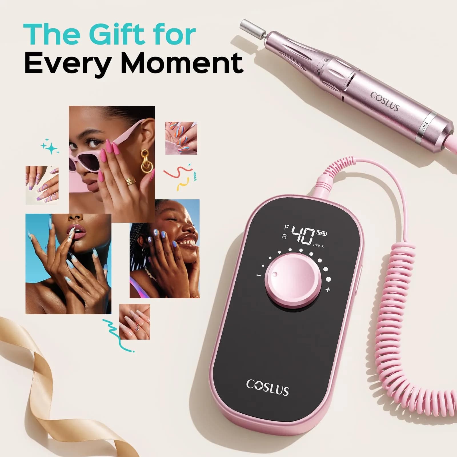 COSLUS E51 Professional Nail Drill Portable Electric Nail File 1.24 lb (0.56 kg) | 40,000 RPM with 40-Speed Control - view 9