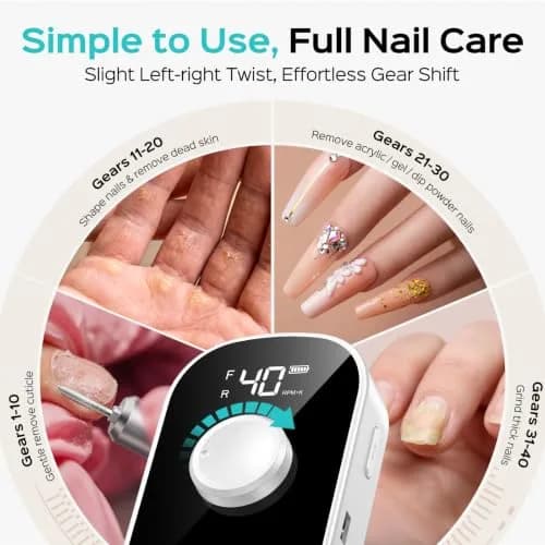 COSLUS E51 Professional Nail Drill 40000 RPM | Portable Electric Nail File with Smart LED Display thumbnail 5