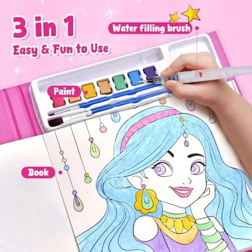 JoyCat Paint with Water Coloring Books for Toddlers (Makeup & Manicures) | 20 Pages, Mess-Free Watercolor Art Activity thumbnail 7