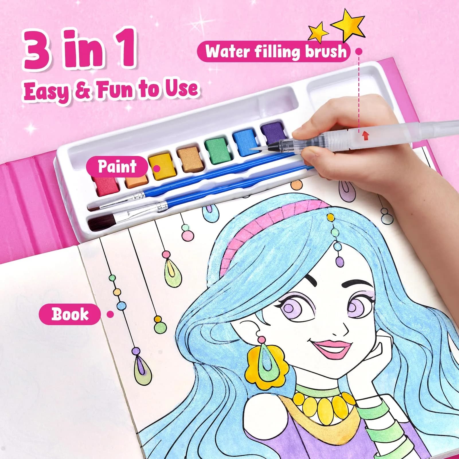 JoyCat Paint with Water Coloring Books for Toddlers, Watercolor Painting Sets with Brush | USA Import - view 7