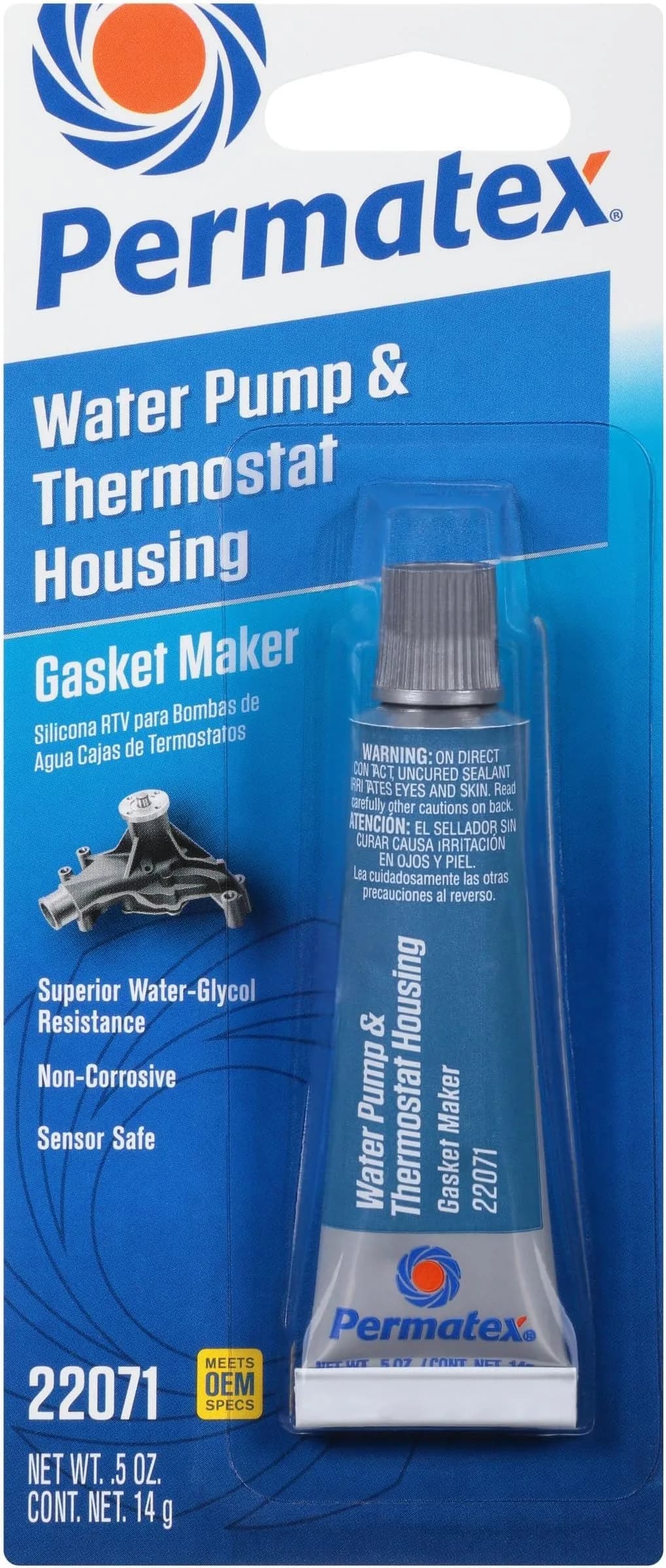 Permatex Water Pump & Thermostat RTV Silicone Gasket 0.5 oz. | Blue, Pack of 6 | Sensor-safe, high-temp resistant — Pack of 6