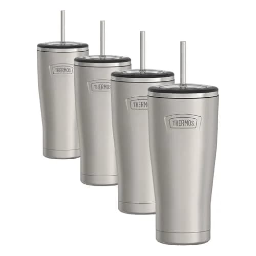 THERMOS ICON SERIES Stainless Steel Cold Tumbler with Straw 24 Ounce Matte Stainless Steel | Pack of 4 thumbnail 1