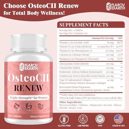 Flarovexarith OsteoCII Renew Triple Strength Collagen & Joint Support 360 Tablets | Bone & Mobility Aid thumbnail 2