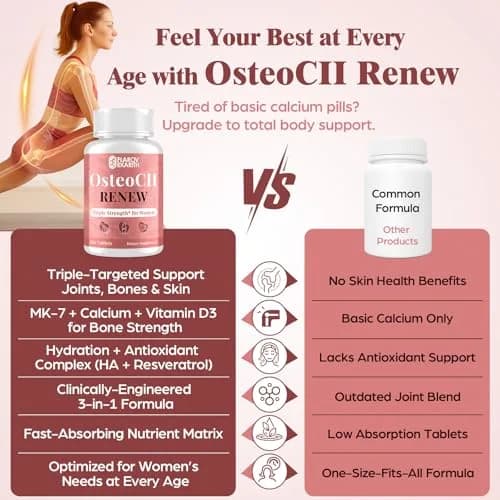 Flarovexarith OsteoCII Renew Triple Strength Joint Supplement for Women 180 Tablets | Collagen, Glucosamine, Chondroitin, Calcium, Vitamin D3 thumbnail 8
