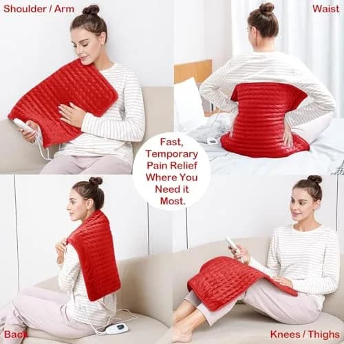 Deepsoon Electric Heating Pad 20x24 Inch Red | Soft Flannel, 6 Heat Settings, 2-Hour Auto Shut-Off thumbnail 9