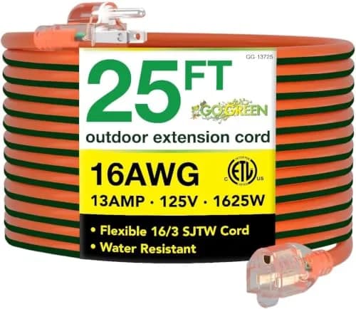 Power By GoGreen 16/3 25ft Outdoor Extension Cord with Lighted End - Contractor Grade, Moisture Resistant, 12-Pack | Heavy Duty Tools thumbnail 1