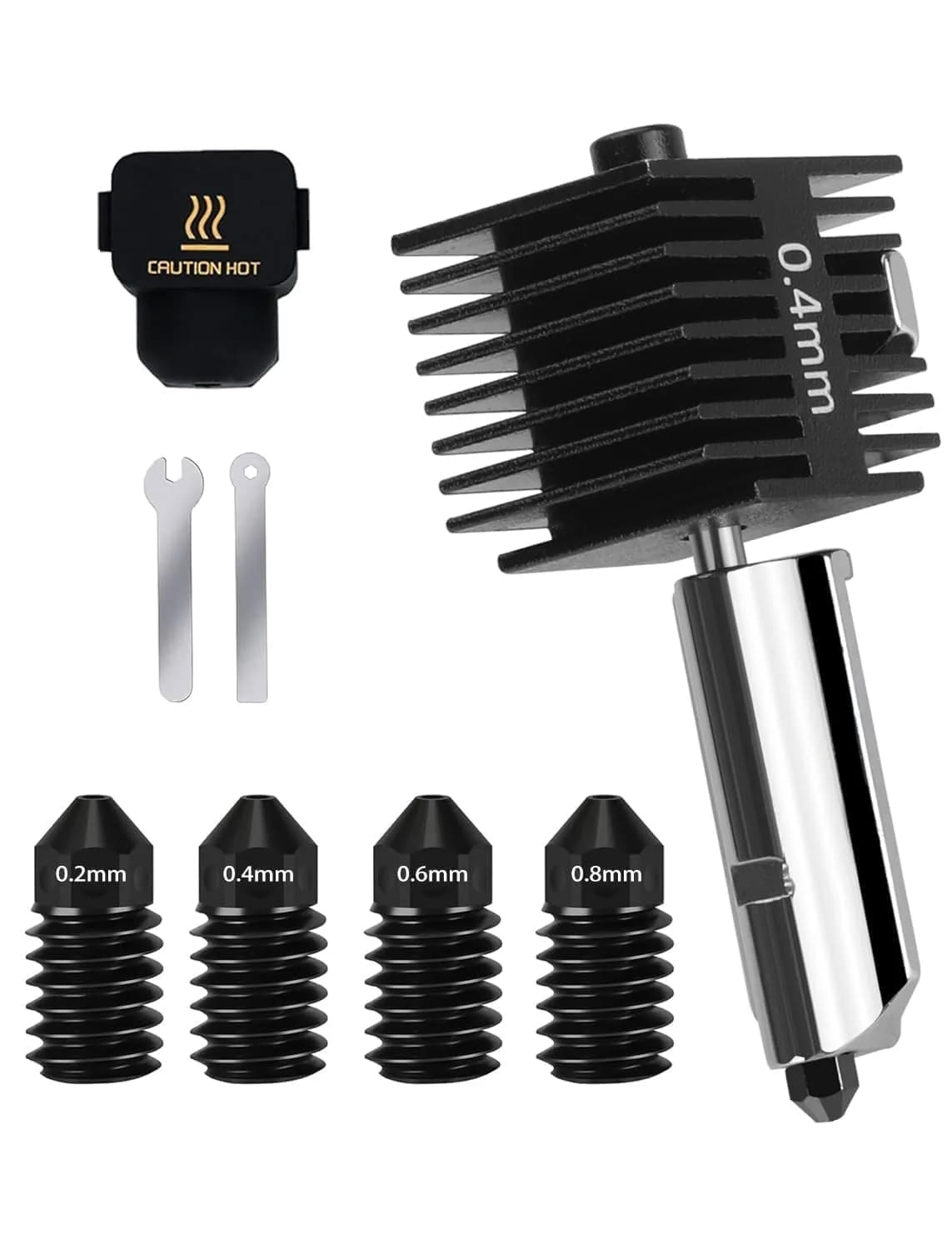 Mviioe A1 Hotend Nozzle Set for Bambu Lab A1 A1 Mini A2L, 0.2/0.4/0.6/0.8mm Hardened Steel with Silicone Sock (4-Pack) — 0.2+0.4+0.6+0.8