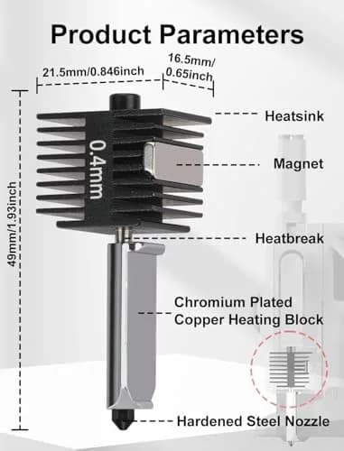 Mviioe A1 Hotend Nozzle Set for Bambu Lab A1 A1 Mini A2L, 0.2/0.4/0.6/0.8mm Hardened Steel with Silicone Sock (4-Pack) thumbnail 4