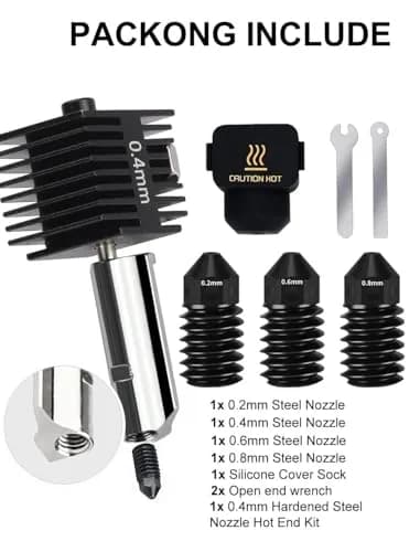 Mviioe A1 Hotend Nozzle Set for Bambu Lab A1 A1 Mini A2L, 0.2/0.4/0.6/0.8mm Hardened Steel with Silicone Sock (4-Pack) thumbnail 6