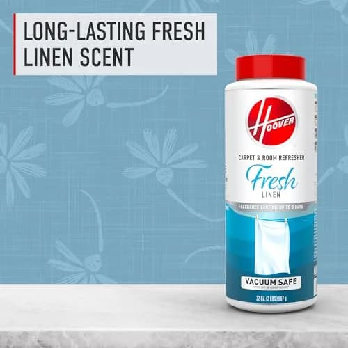 Hoover Carpet and Room Refresher Powder Fresh Linen Scent 128 oz (32 oz Pack of 4) | Eliminates Odors for Carpets, Rugs, Couches thumbnail 7
