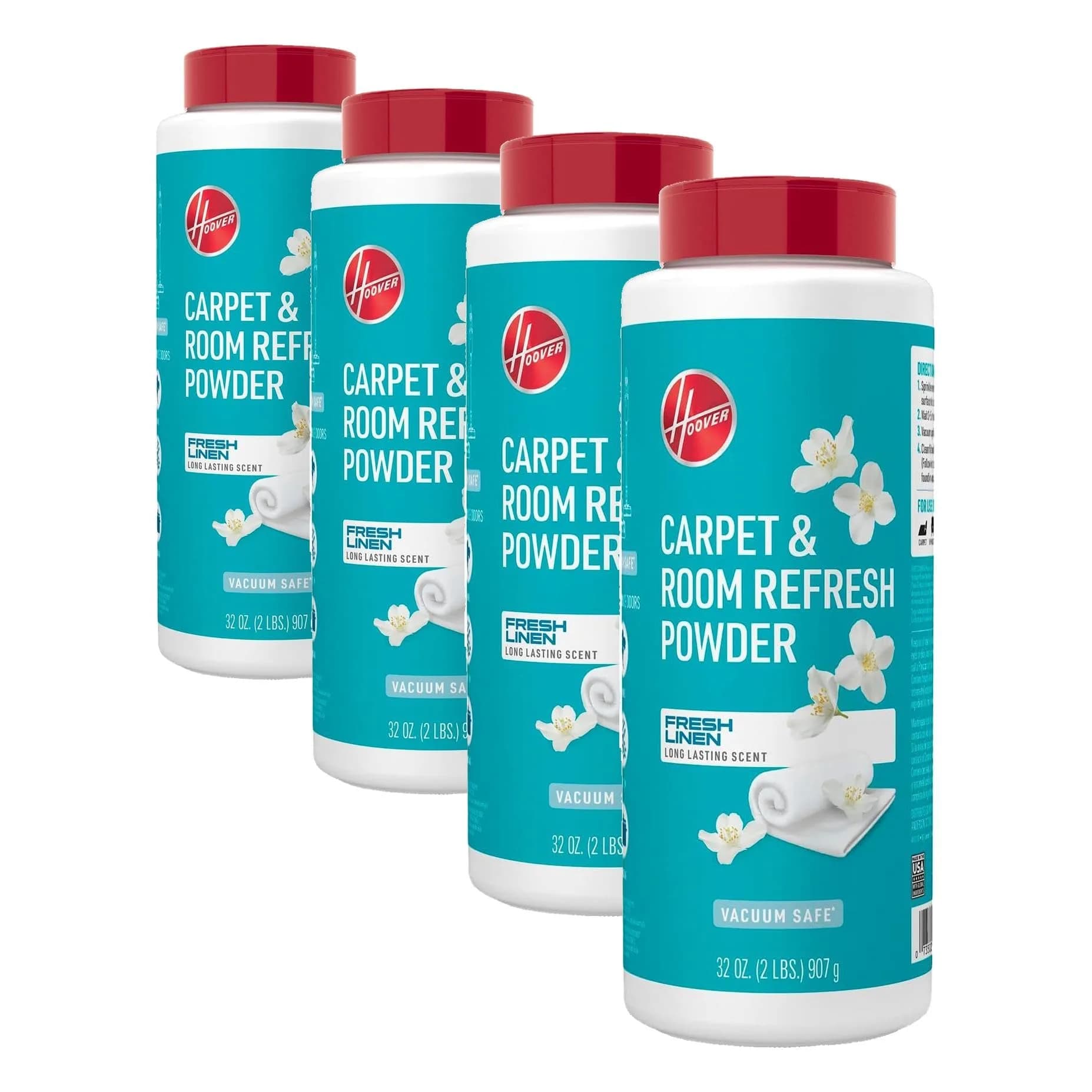 Hoover Carpet and Room Refresher Powder Fresh Linen Scent 128 oz (32 oz Pack of 4) | Eliminates Odors for Carpets, Rugs, Couches - main product image