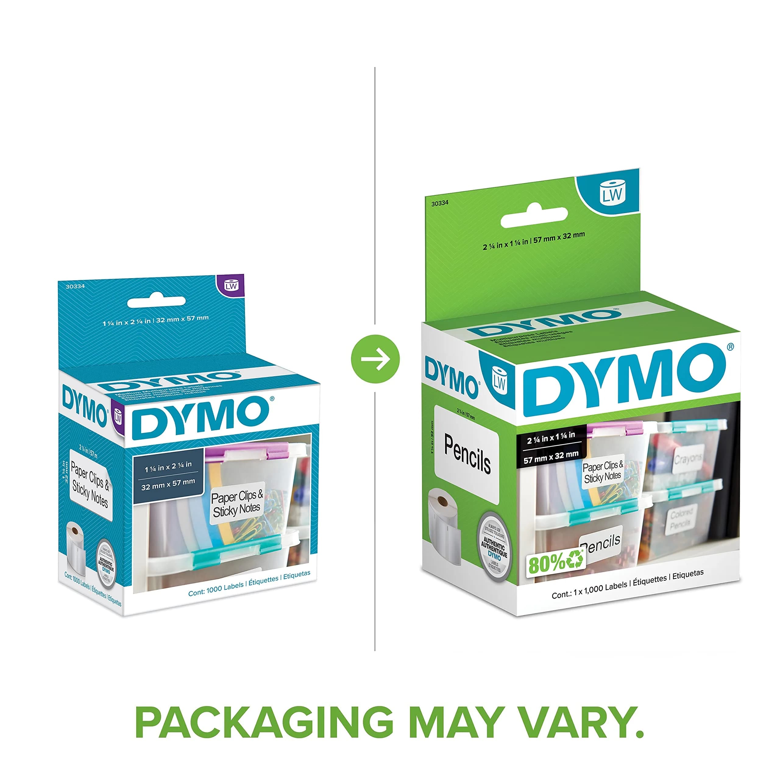 DYMO Multi-Purpose Labels 1-1/4" x 2-1/4" (32mm x 57mm) Pack of 10 Rolls (10,000 Labels Total) | Direct Thermal Printing for LabelWriter Printers - view 2