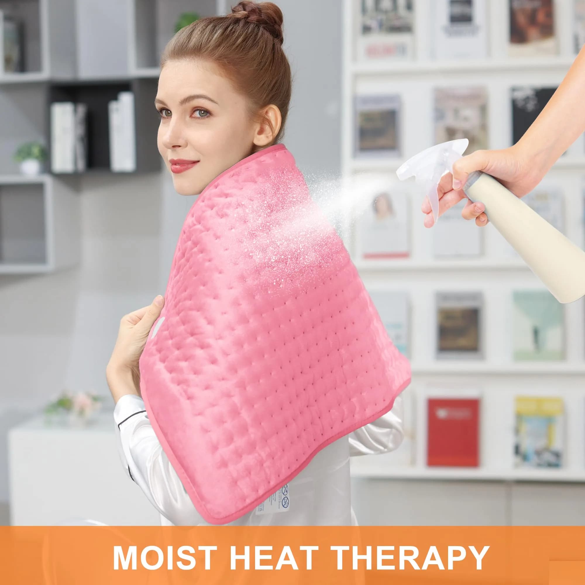 Deepsoon Electric Heating Pad for Back, Neck, Abdomen, Legs (40x20 Inch, Baby Pink) | Fast Heat & Auto Shut Off - view 9