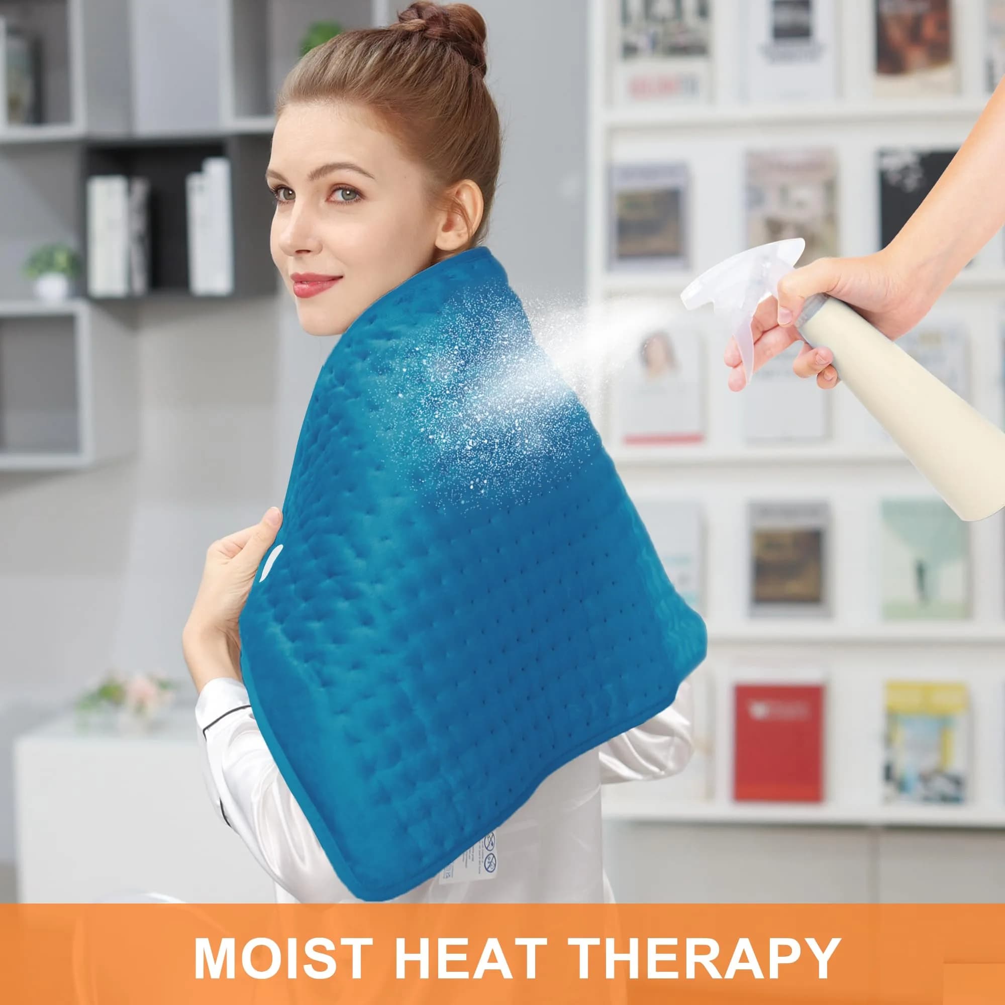 Deepsoon Electric Heating Pad for Back, Neck, Abdomen, Legs (33x17 Inch, Blue) | Fast Heat & Auto Shut-Off - view 4