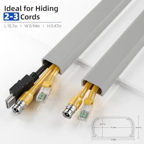 Delamu Grey Cord Hider Cable Raceway 366cm (142in) | UL94 V-0 Rated for Safety thumbnail 2