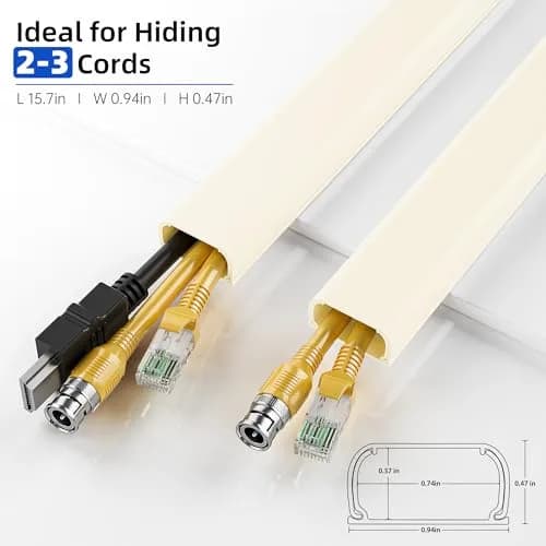 Delamu 142in Beige Cable Raceway Kit | UL94 V-0 Rated for 2-3 Wires on Wall thumbnail 2