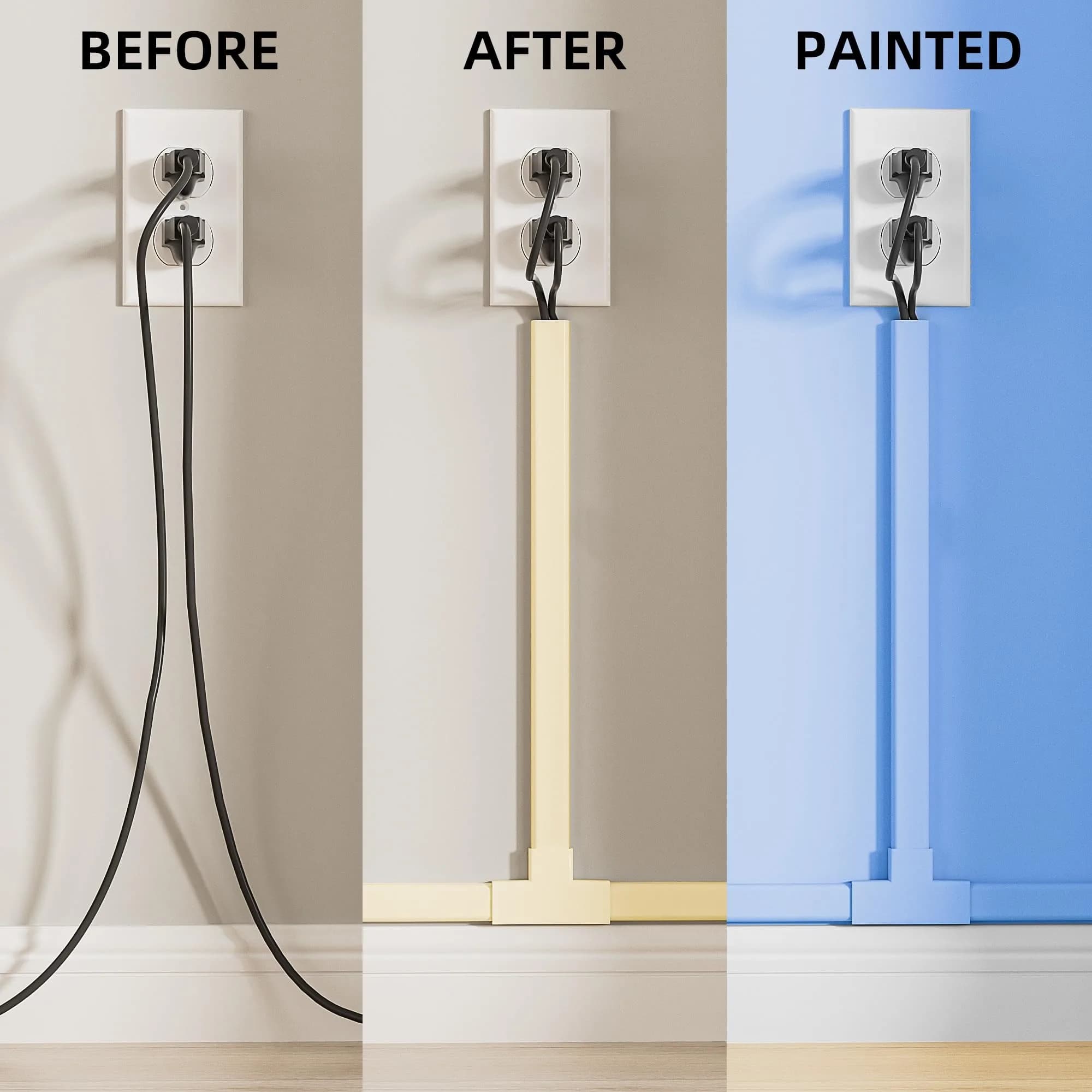 Delamu Beige Mini Cable Wire Hider, 142-inch Length for Single Thin Cord Management - view 4