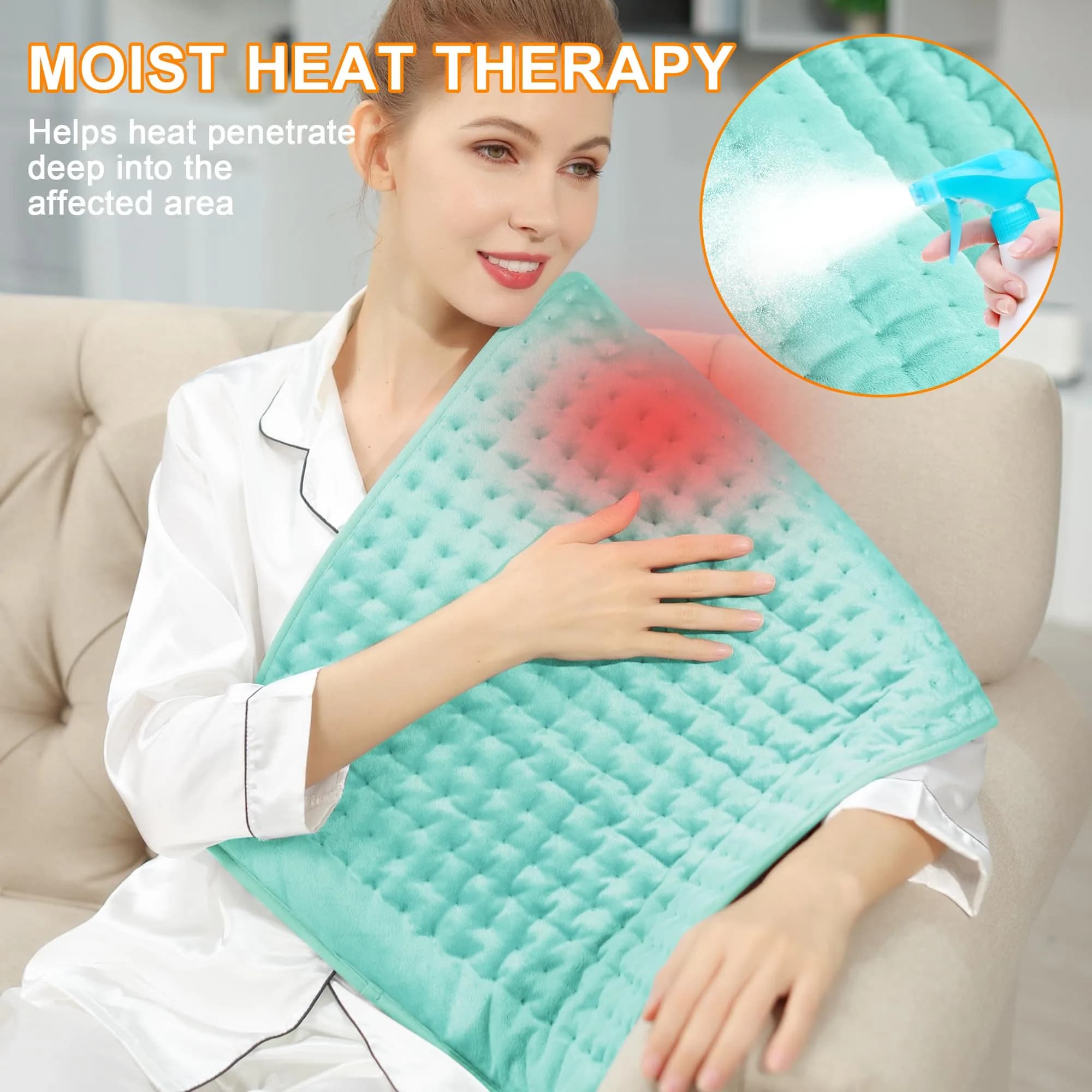 Deepsoon Electric Heating Pad for Back, Neck, Abdomen, Legs (33x17 Inch, Light Green) | Authentic USA Import - view 3