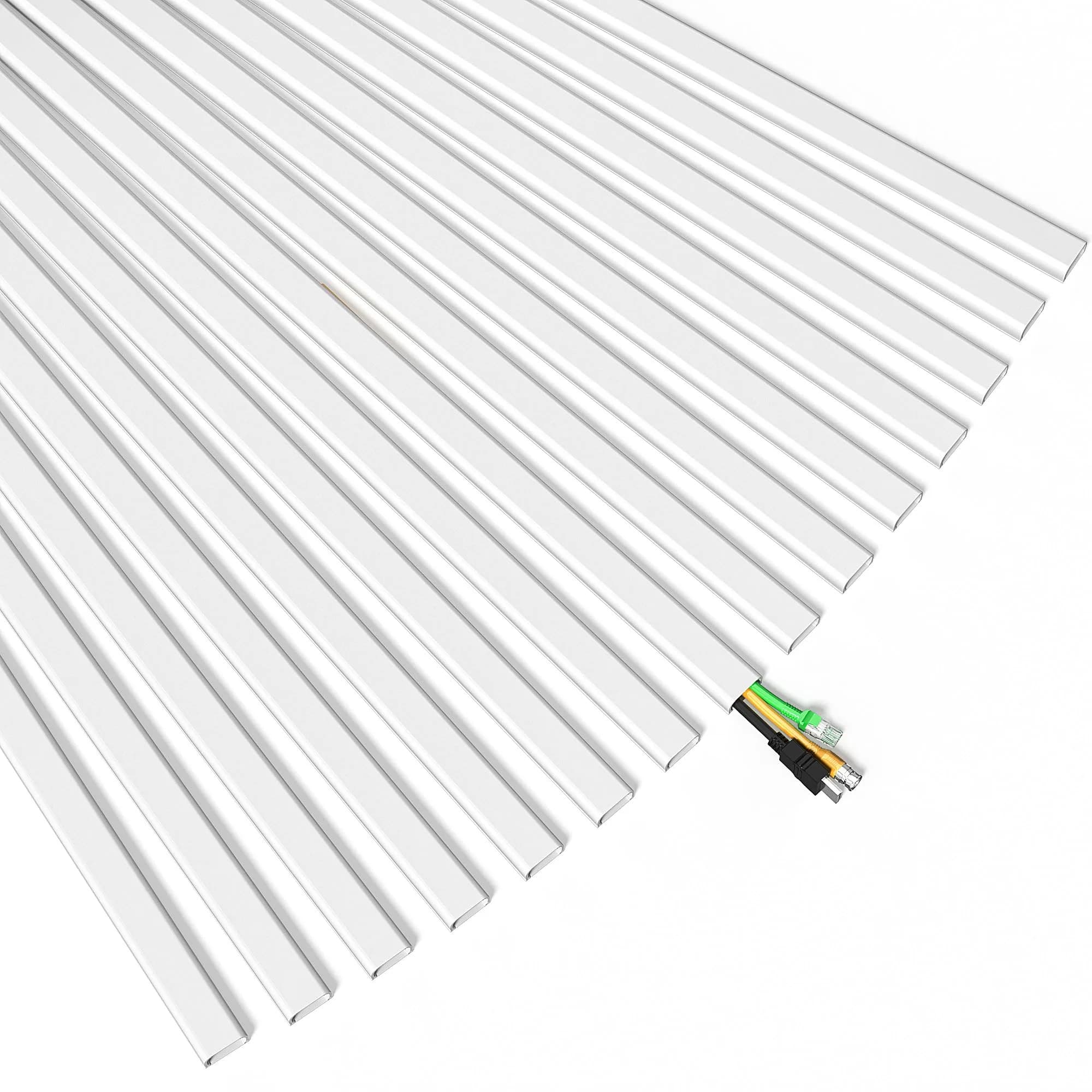 Delamu White Mini Cable Wire Hider, 236 Inch Length, 0.94in Width, 0.47in Height | Conceals Single Thin Cord - main product image