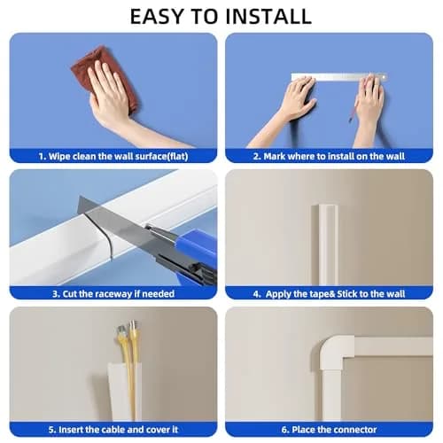 Delamu White Cord Hider Raceway 600cm (236in) | Paintable Cable Management for 2-3 Wires thumbnail 9