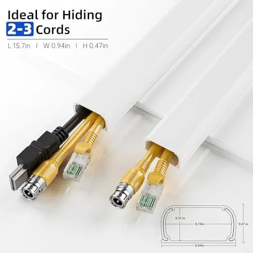Delamu White Cord Hider Raceway 600cm (236in) | Paintable Cable Management for 2-3 Wires thumbnail 2