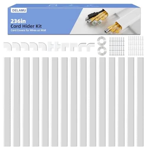 Delamu White Cord Raceway 600cm (236in) | UL94 V-0 Flame Retardant for 3-4 Cables thumbnail 1