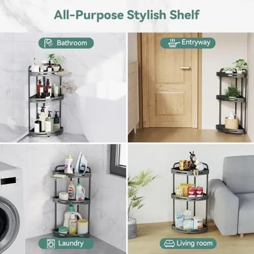 Binecer Corner Shower Caddy 3 Tier Grey | Rustproof Aluminium Bathroom Organizer thumbnail 7