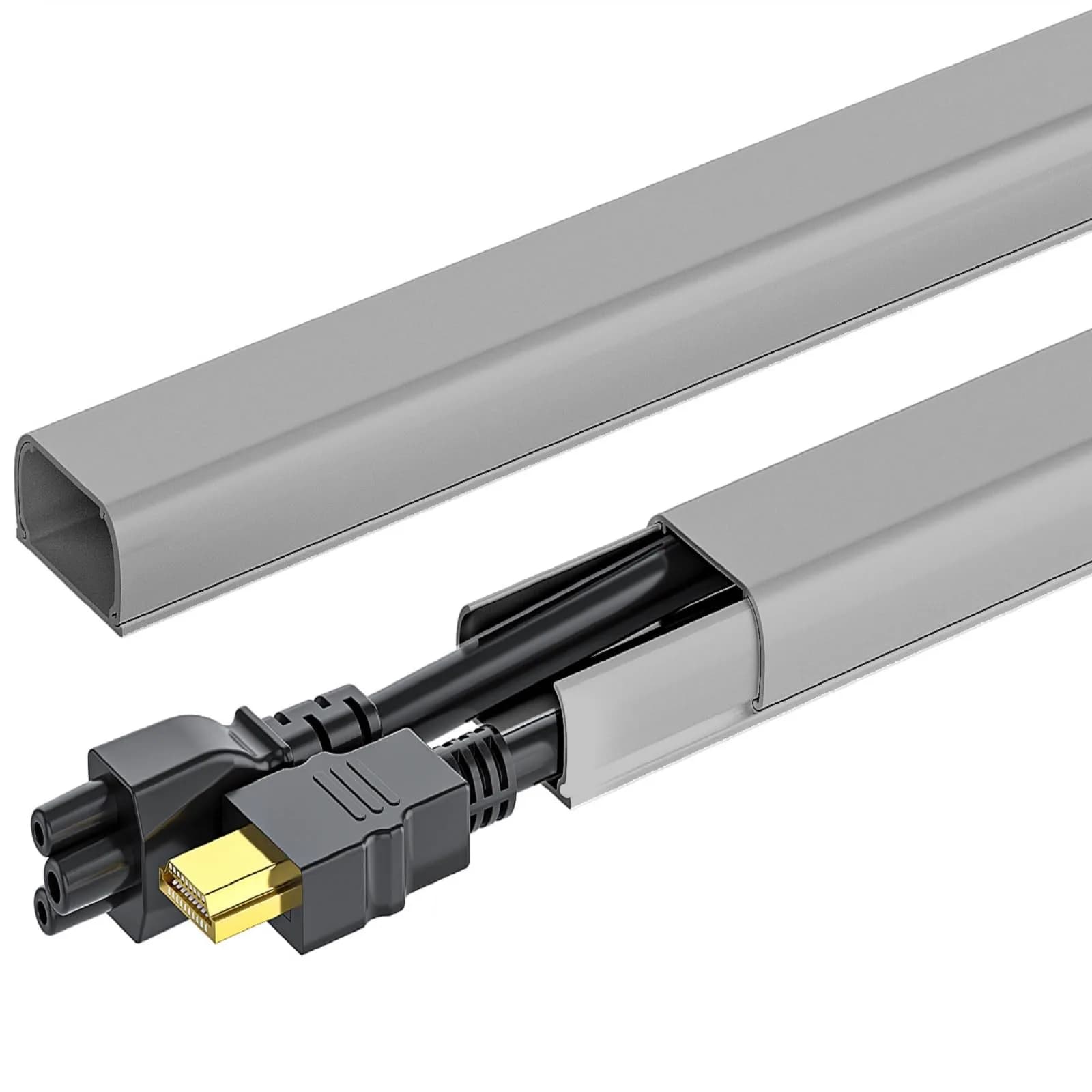 Yecaye Grey Medium Cord Management Cover 142in | Conceals 2-3 Cables for Home Office - main product image
