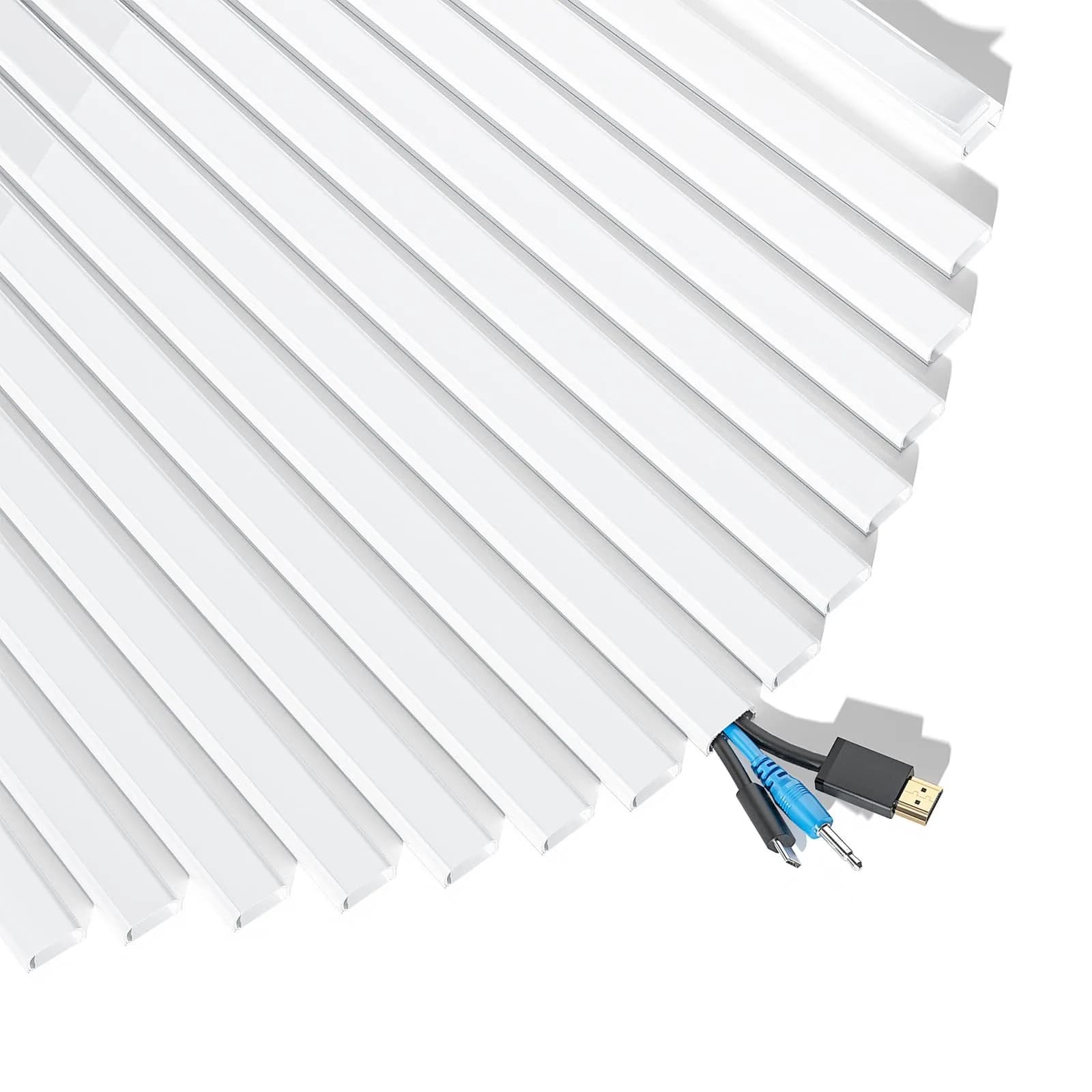 Yecaye White Cord Management Cover 235in (597cm) | Conceals 2-3 Cables for Tidy Walls - view 7