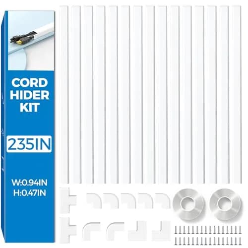 Yecaye White Cord Management Cover 235in (597cm) | Conceals 2-3 Cables for Tidy Walls thumbnail 1