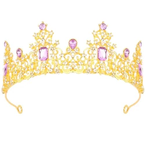 Didder Purple Gold Princess Crown Birthday Tiara Prom Queen | Adjustable, Royal Style, 1 Count thumbnail 1
