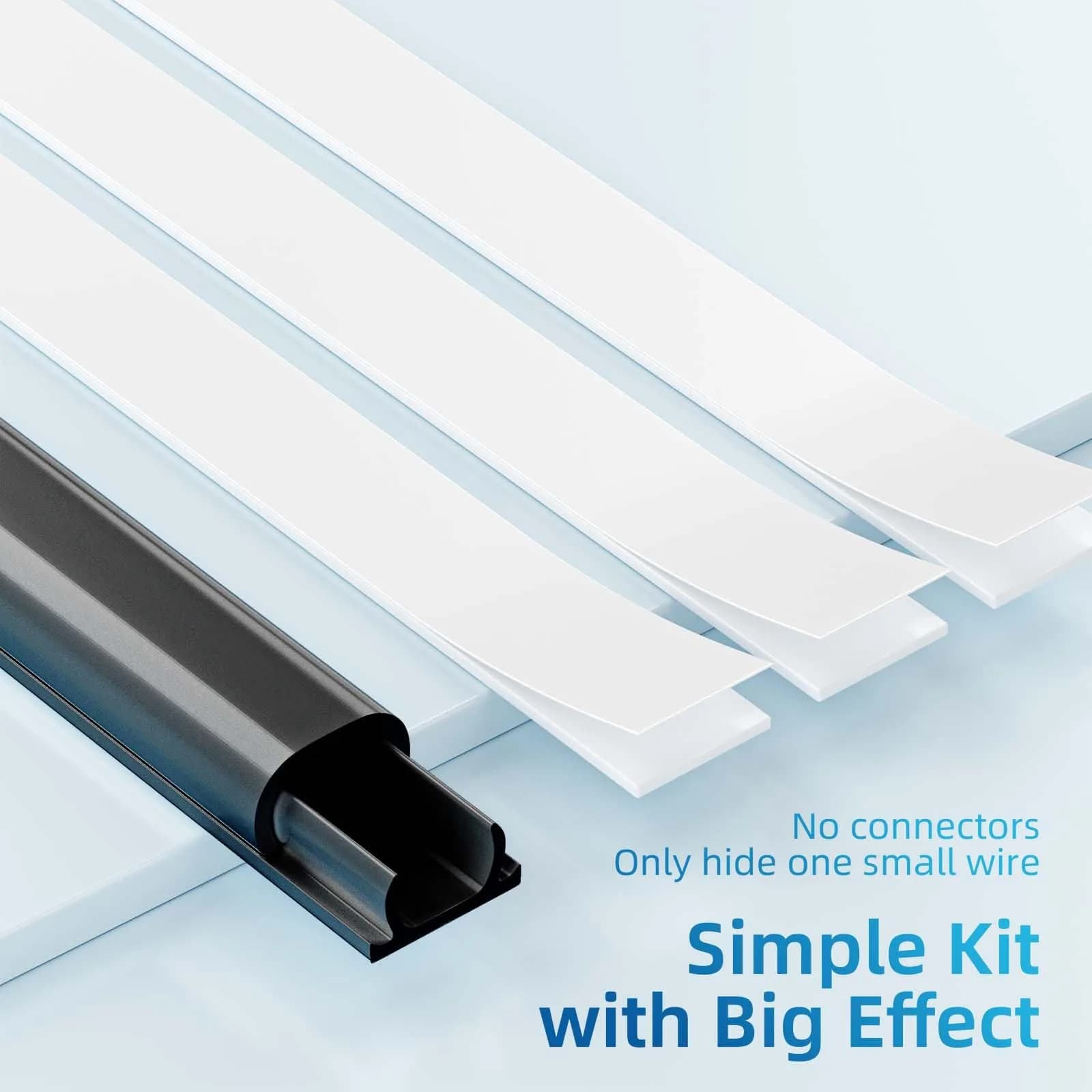 Yecaye Black Mini Cord Hider 128in (W0.5in H0.31in) | Conceals 3-4 Cables for Home Office - view 3