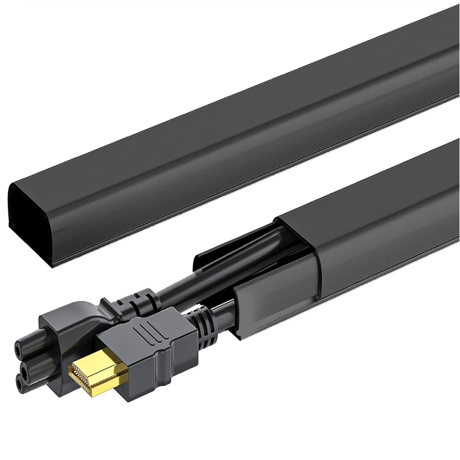 Yecaye Black Medium Cord Management Cover 142in | Conceals 2-3 Cables for Home Office - main product image
