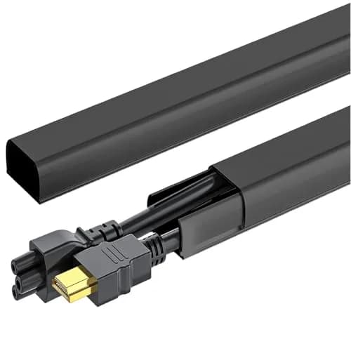 Yecaye Black Cord Management Cover 142in (360.68 cm) | Conceals 2-3 Wires on Walls thumbnail 1